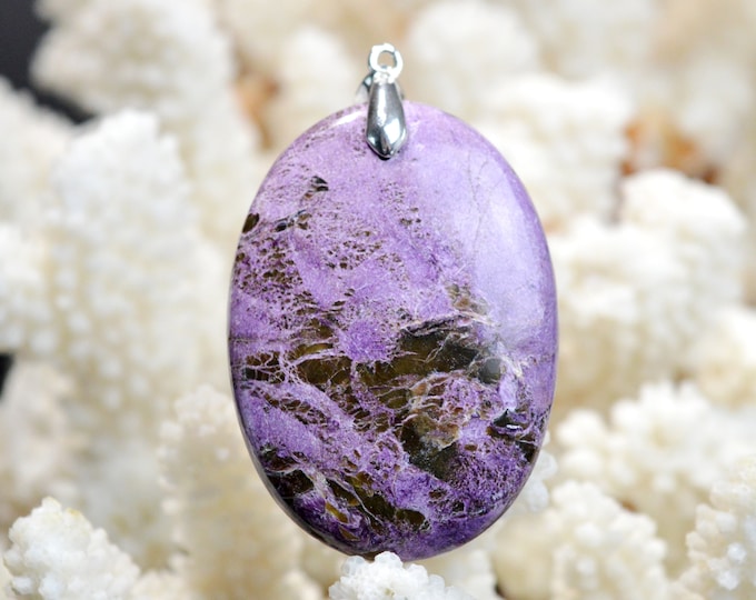 Stichtite & Serpentine 82 carats - natural stone cabochon pendant - Tasmania, Australia // DW58