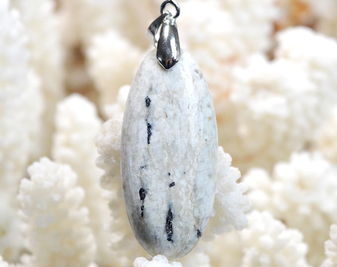Tourmaline noire & Quartzite 43 carats - pendentif cabochon pierre naturelle - Italie / FF85 - RARE