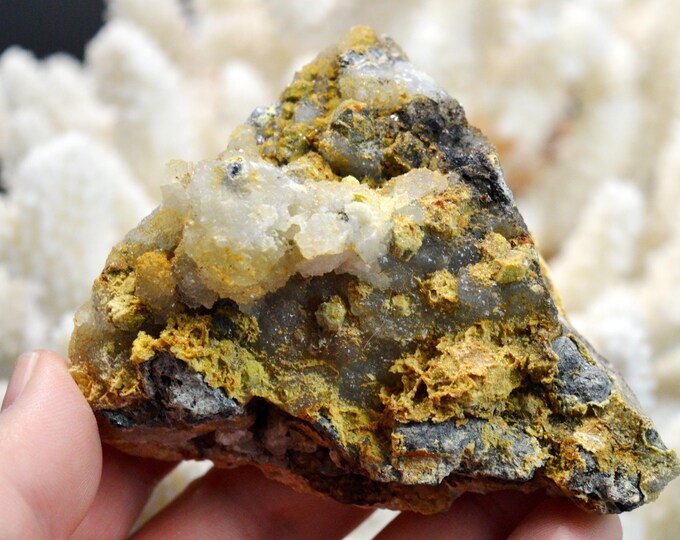 Galena & Chalcedony 233 grams - Le Buisson Mine, Montmirat, Saint-Étienne-du-Valdonnez, Mende, Lozère, Occitanie, France