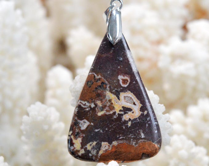 Native Copper & Dolomite 45 Carat - Natural Stone Cabochon Pendant - Michigan, USA / FT95
