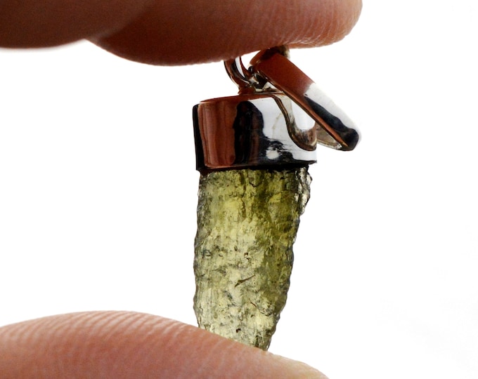Moldavite - 7.5 carats - pendentif pierre naturelle - République Tchèque - Argent 925