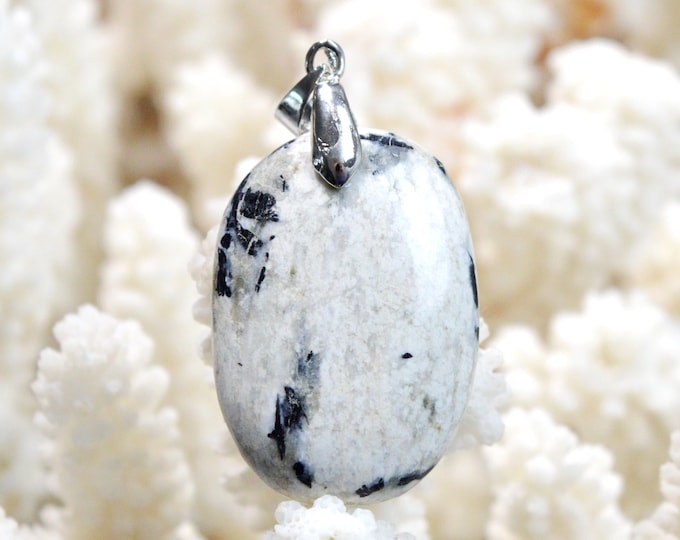 Tourmaline noire & Quartzite 45 carats - pendentif cabochon pierre naturelle - Italie / FF84 - RARE