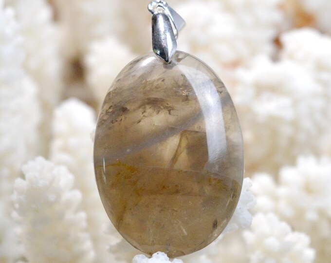 Quartz fumé 61 carats - pendentif cabochon pierre naturelle - Madagascar / FK78