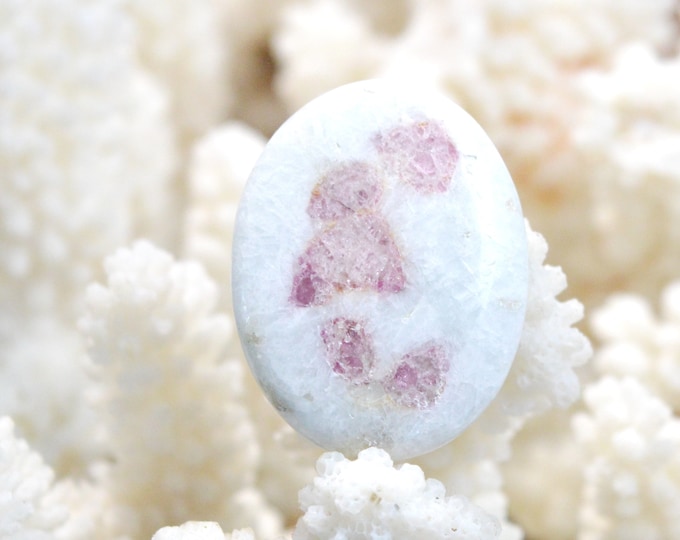 Quartz & pink tourmaline 32 carats - natural stone cabochon - Taquaral, Brazil / ES44