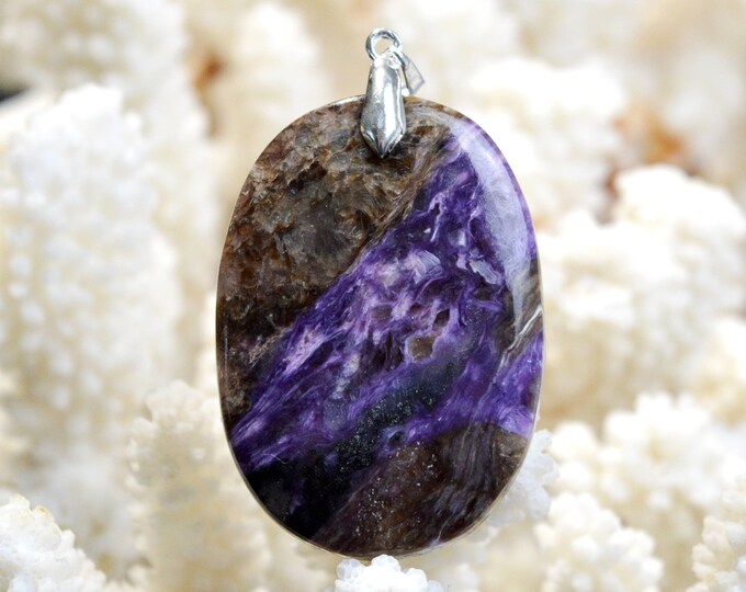 Charoite 96 carats - pendentif cabochon pierre naturelle - Russie / EX58