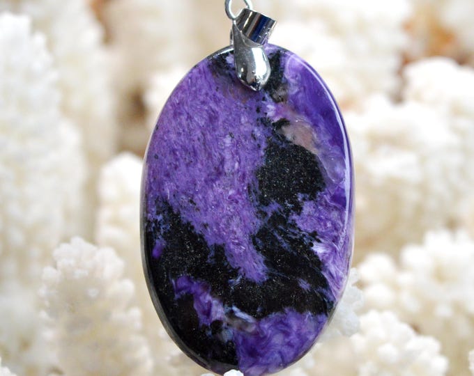 Charoite 55 carats - pendentif cabochon pierre naturelle - Russie / FS63