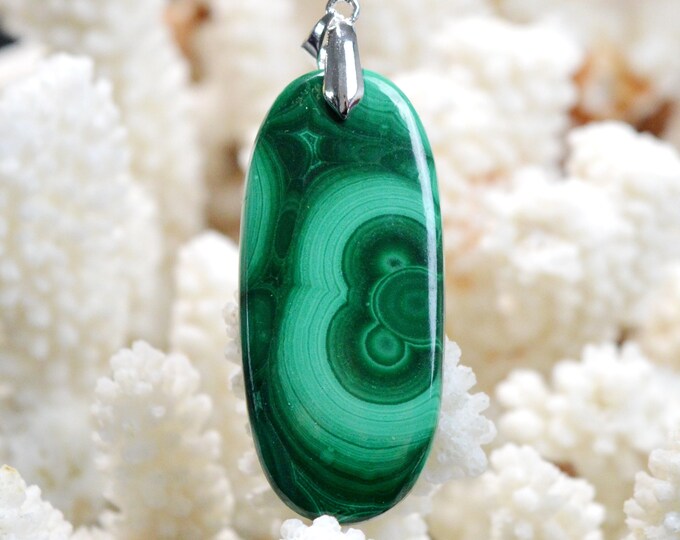 Malachite 67 carats - pendentif cabochon pierre naturelle - Congo / EY12