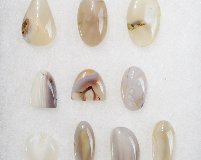 Lot x10 Agate 200 carats - natural stone cabochon // Ref BY49