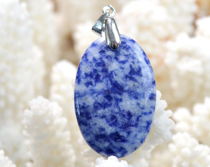 Quartz & Dumortierite 42 carats - pendentif cabochon pierre naturelle - Brésil / FH66