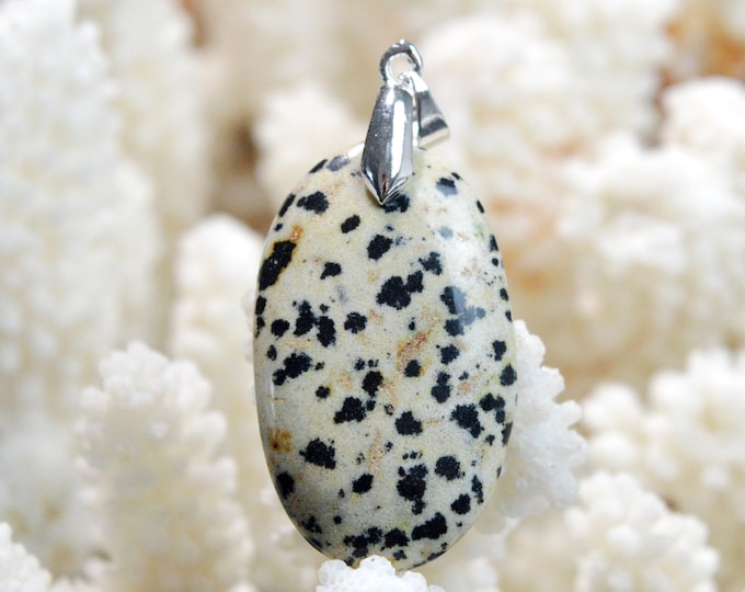 Jaspe dalmatien 34 carats - pendentif cabochon pierre naturelle - Mexique / FL70