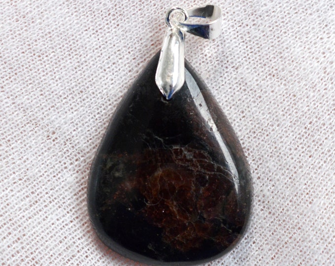 Grenat Spessartine & Tourmaline Schorl 59 carats - pendentif cabochon pierre naaturelle - Pakistan / ER45