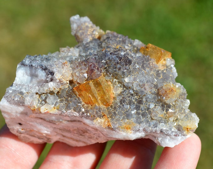 Hematoid Quartz & Fluorite 214 grams - L'Argentolle, Saint-Prix, Autun, Saône-et-Loire, Burgundy-Franche-Comté, France