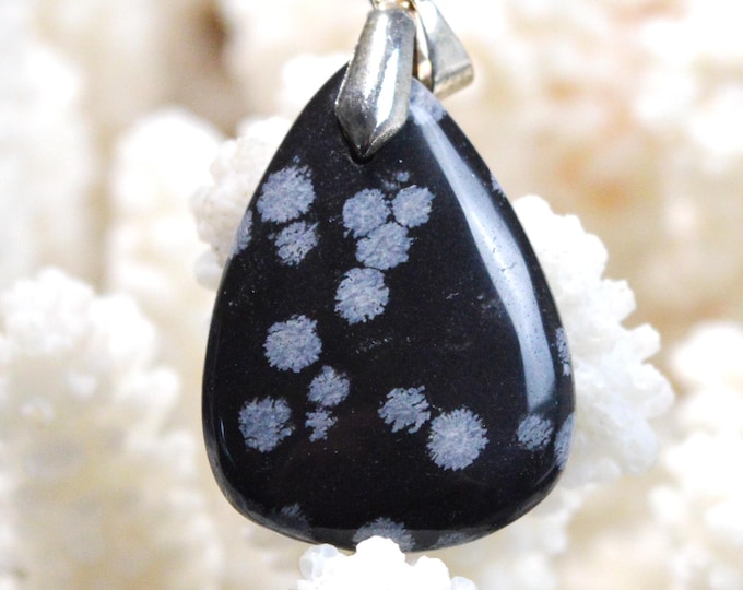 27 Carat Snowflake Obsidian - Natural Stone Cabochon Pendant - USA / GA29