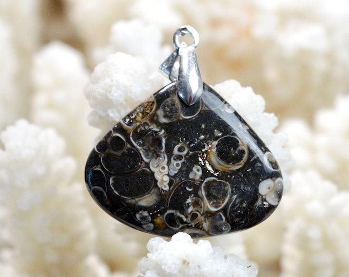 Turitella agate 27 carats - natural stone cabochon pendant - USA // DV30