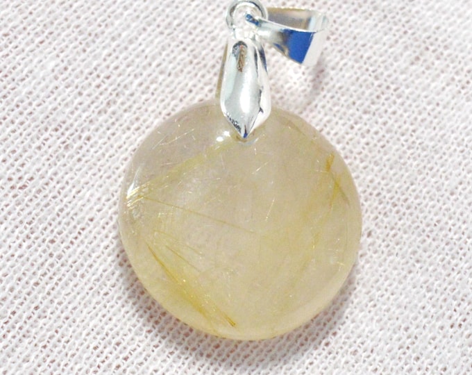 27 carat rutilated quartz - natural stone cabochon pendant - Brazil / FV41