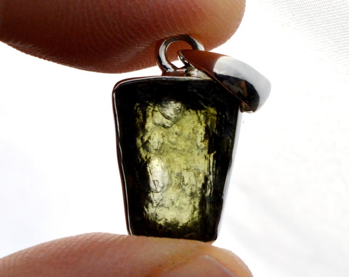 Moldavite - 11.5 carats - pendentif pierre naturelle - République Tchèque - Argent 925