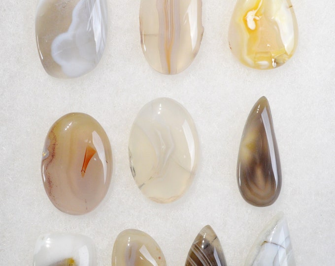 Lot x10 Agate 302 carats - natural stone cabochon // Ref BY44