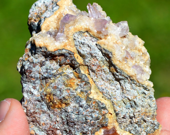 Calcite & Amethyst 107 grams - Capurru Quarry, Osilo, Sassari Province, Sardinia, Italy