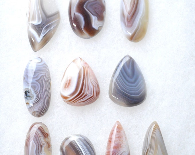 Lot x10 Agate 263 carats - natural stone cabochon - Botswana // Ref BJ61