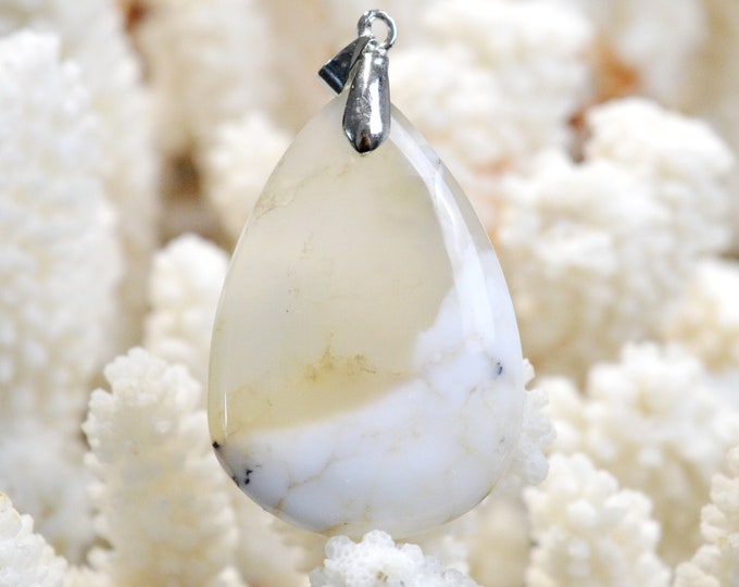 57 carat dendrite agate - natural stone cabochon pendant - Türkiye / FH6