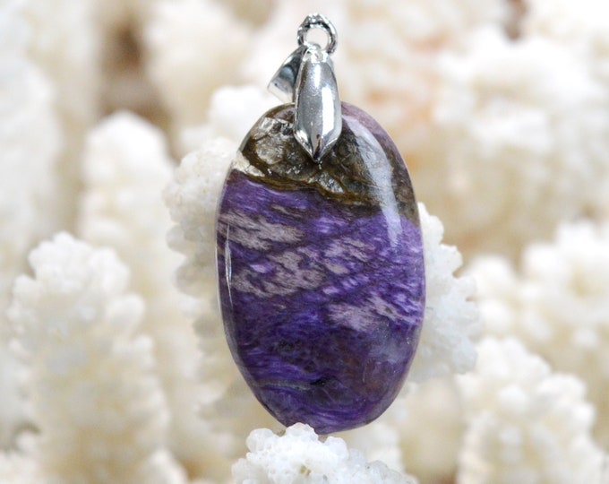 Charoite 36 carats - pendentif cabochon pierre naturelle - Russie / FO62