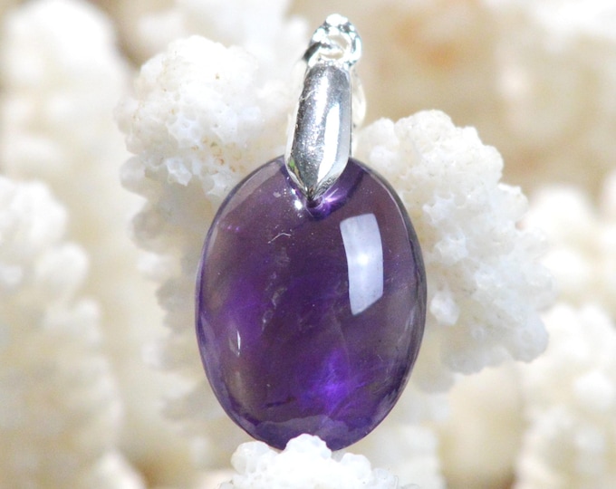 Améthyste 18 carats - pendentif cabochon pierre naturelle - Uruguay / FX11