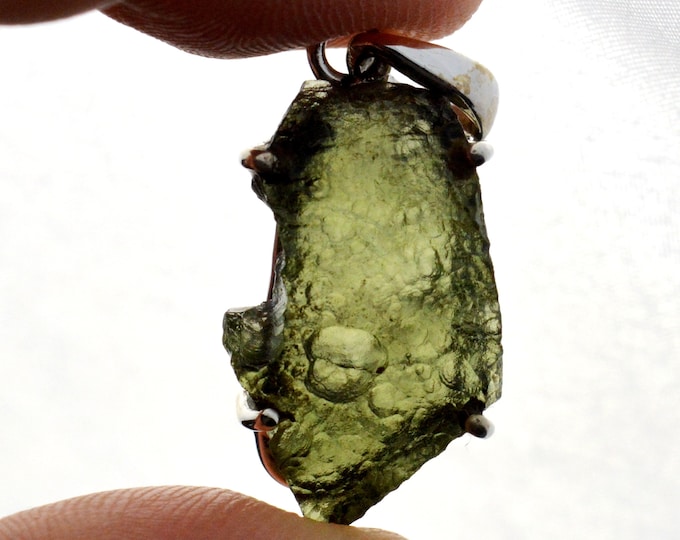 Moldavite - 21.5 carats - pendentif pierre naturelle - République Tchèque - Argent 925