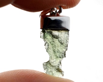Moldavite - 6.5 carats - pendentif pierre naturelle - République Tchèque - Argent 925