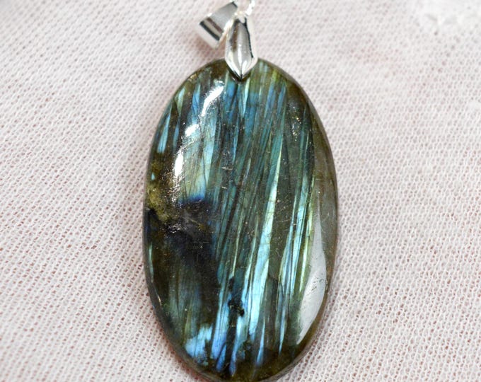 72-carat Labradorite - natural stone cabochon pendant - Madagascar / GC37