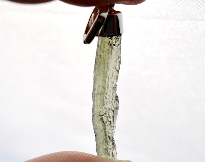 Moldavite - 7 carats - pendentif pierre naturelle - République Tchèque - Argent 925