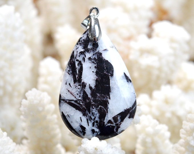 Piemontite & Calcite 46 carats - pendentif cabochon pierre naturelle - Italie / FF64 - RARE