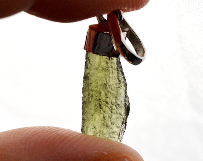 Moldavite - 7 carats - pendentif pierre naturelle - République Tchèque - Argent 925