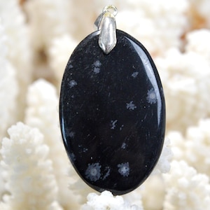49 Carat Snowflake Obsidian - Natural Stone Cabochon Pendant - USA / FU16
