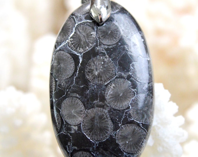 48 carat fossil coral - natural stone cabochon pendant - Indonesia // BN54