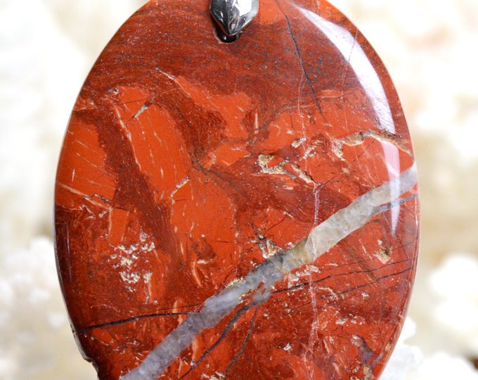 87 carat Red Snake Skin Jasper - natural stone cabochon pendant - Australia // Ref AS59