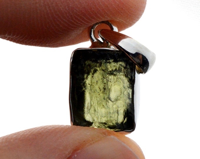 Moldavite - 13 carats - pendentif pierre naturelle - République Tchèque - Argent 925