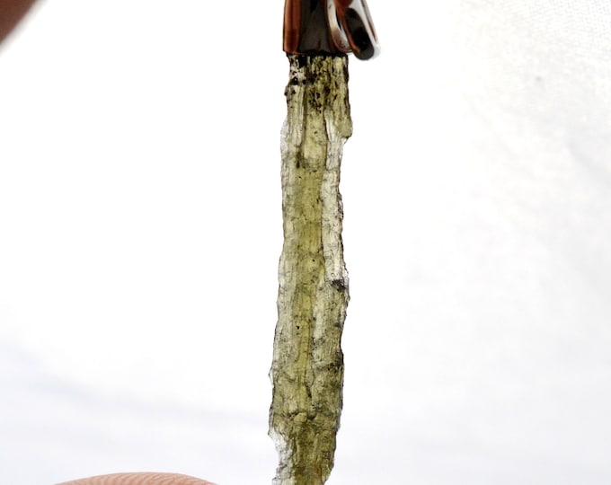 Moldavite - 7 carats - pendentif pierre naturelle - République Tchèque - Argent 925