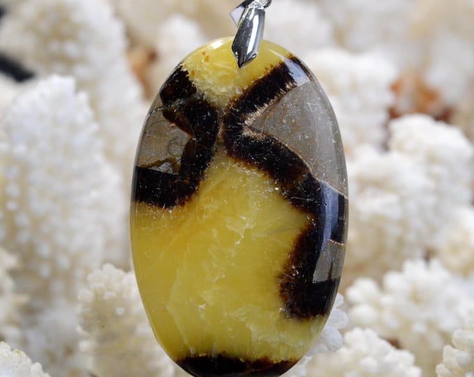 Septaria 99 carats - natural stone cabochon pendant - Madagascar / FR47