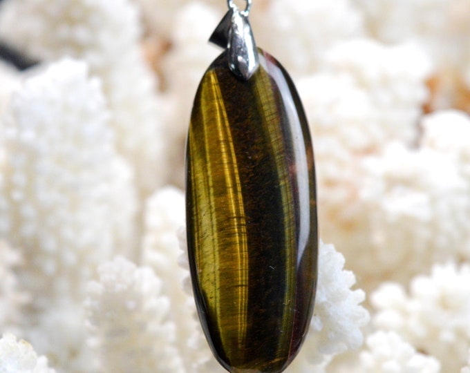 Oeil de tigre 52 carats - pendentif cabochon pierre naturelle - Afrique du Sud / FI31