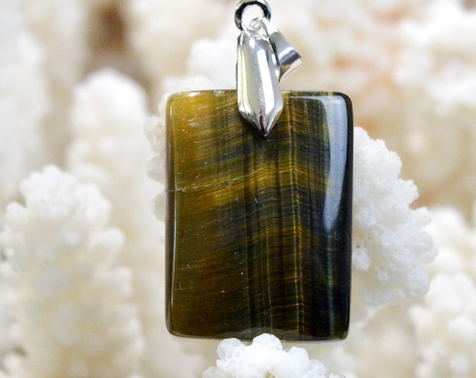 Oeil de tigre et faucon 29 carats - pendentif cabochon pierre naturelle - Afrique du Sud / EZ43