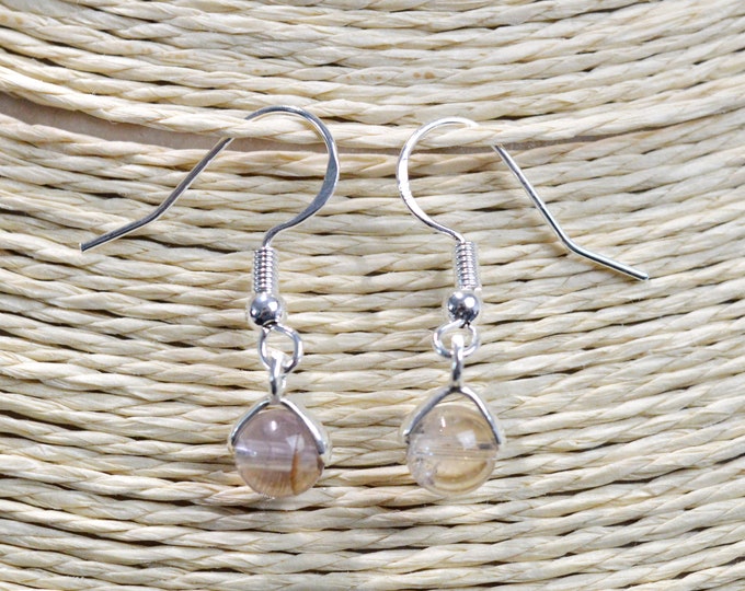 Ametrine - 6mm pearl drop earrings - 925 silver