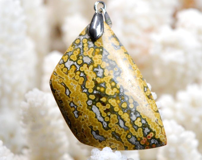 57 carat orbicular jasper - natural stone cabochon pendant - Madagascar / FQ2