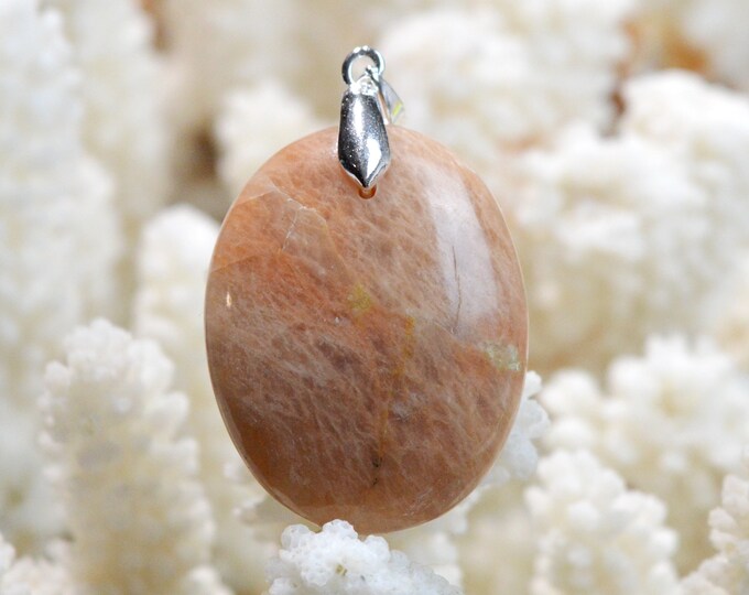 Pierre de lune pêche 60 carats - pendentif cabochon pierre naturelle - Inde / FM70