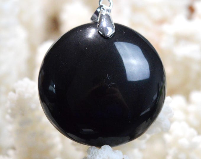 79 carat obsidian - natural stone cabochon pendant - Mexico / FS85