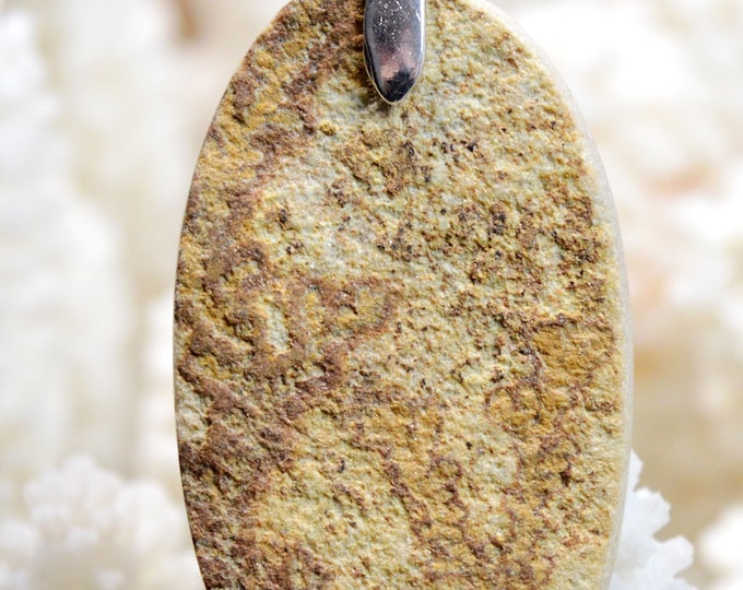 68 carat manganese dendrites - natural stone cabochon pendant - Germany // BO5
