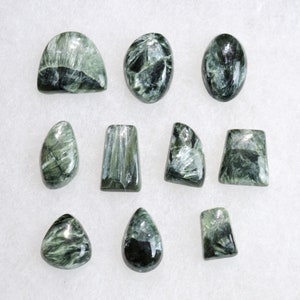 Lote x10 Serafinita 101 quilates - piedra natural cabujón - Rusia // CL92