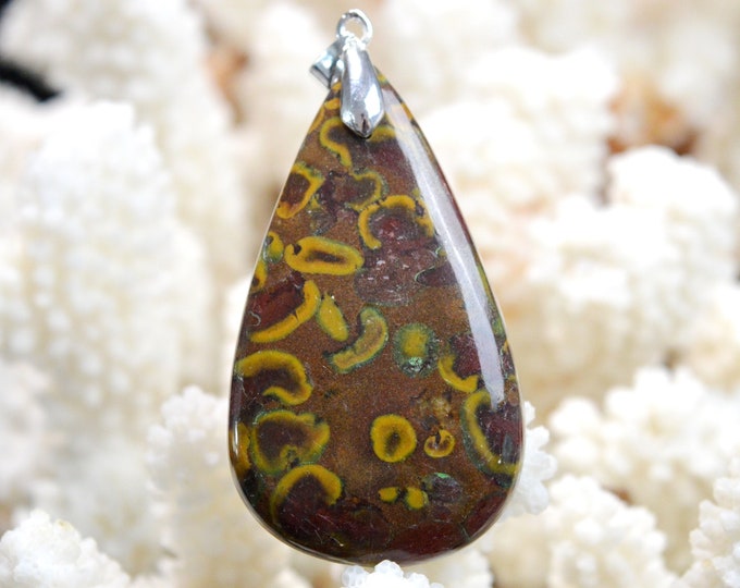 81 carat "Bamboo" Jasper - natural stone cabochon pendant - Indonesia // DI85