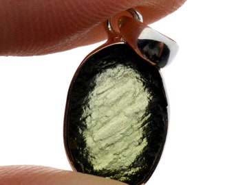 Moldavite - 13 carats - pendentif pierre naturelle - République Tchèque - Argent 925