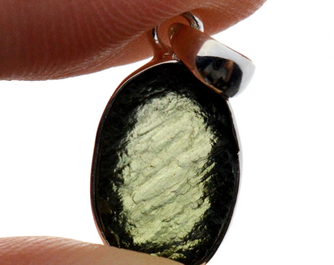 Moldavite - 13 carats - pendentif pierre naturelle - République Tchèque - Argent 925