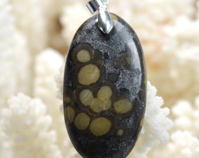 Scapolite in mica - 45 carats - natural stone cabochon pendant - India / FS91